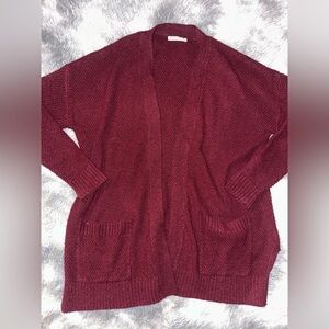 Staccato Women's Burgundy Open Front Cardigan Sweater - EUC Small